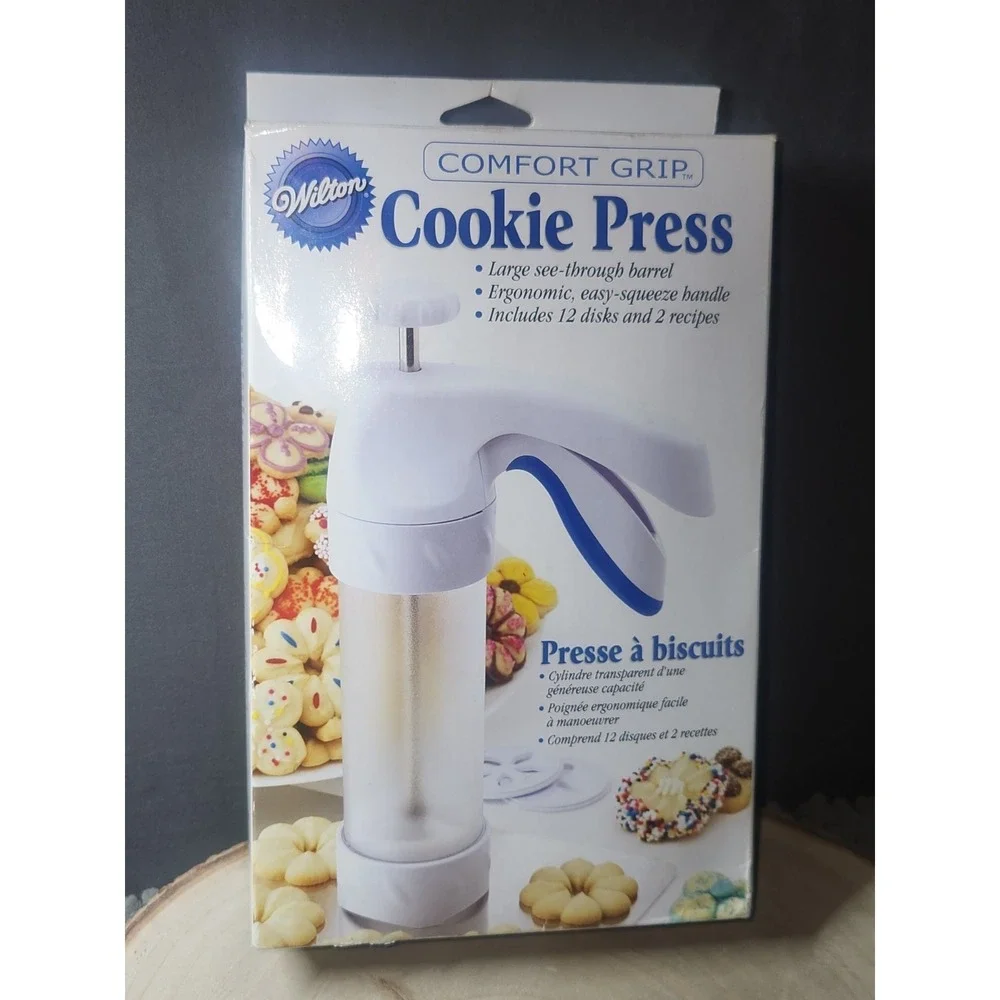 Wilton Comfort‎ Grip Cookie Press 12-Disks~NEW IN BOX~COMPLETE
